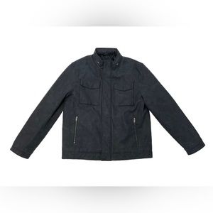 SOLD Dockers Mens Faux Leather Military Jacket Navy Blue Men’s Size Large